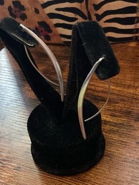 VTG STERLING SILVER THREADER HOOP EARRINGS SIGNED EL  4 GRAMS